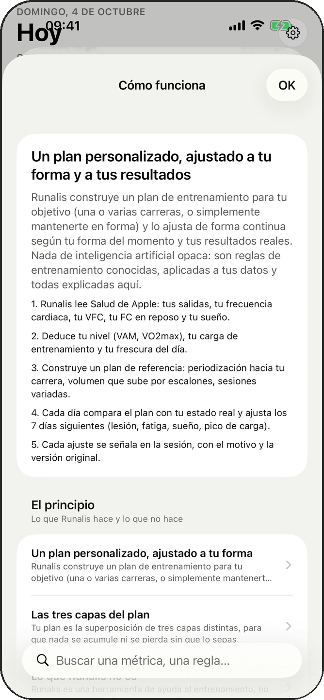 Página «Cómo funciona» de la app
