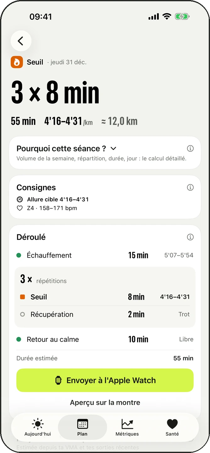 Détail d'une séance : déroulé et consignes